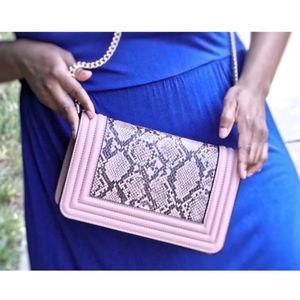 Pink & Black Vintage Snakeskin Crossbody